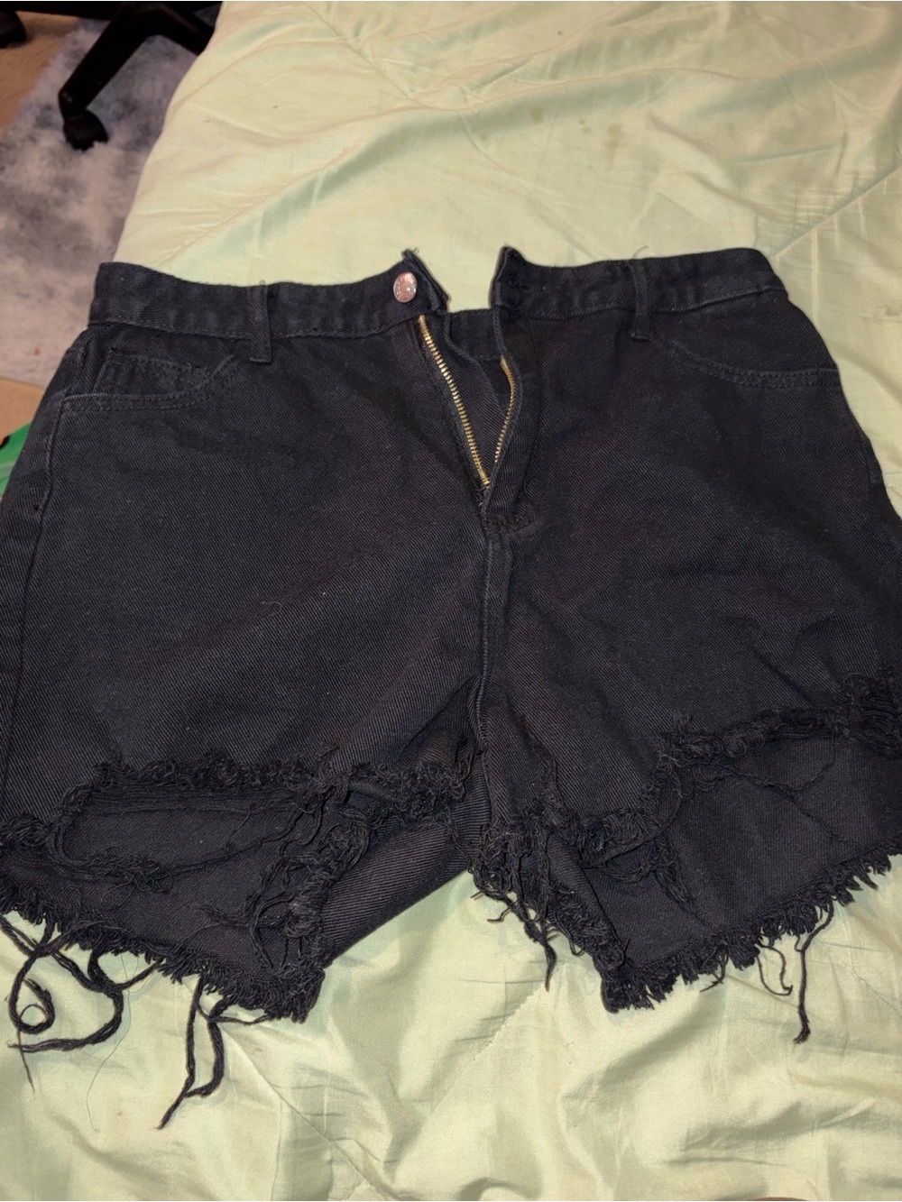 Black Distressed Denim Women's Shorts Xl